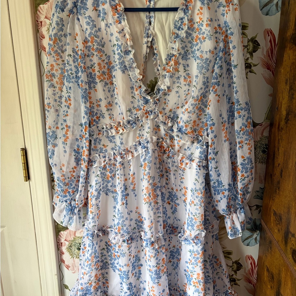 Floral Ruffle Dress with Long Sleeves